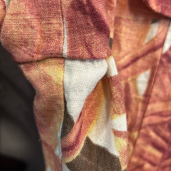 #577 Conrad C vintage linen, tropical short sleeve button-down top size 16 - Picture 9 of 11